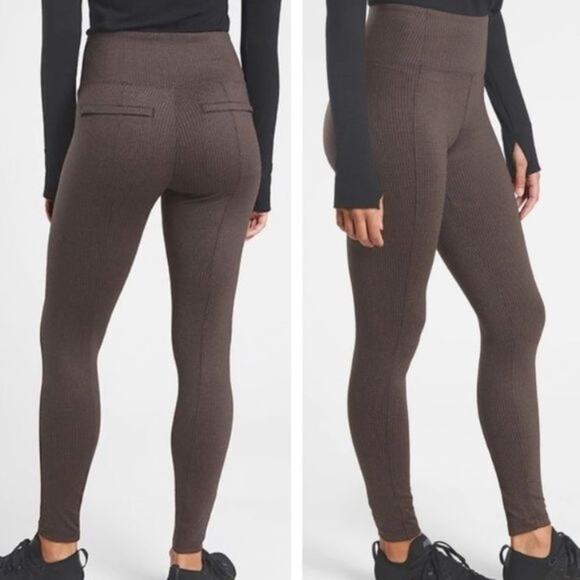 NWOT Athleta Delancey Houndstooth Tight SIZE S Brown High Rise Leggings NEW - Picture 1 of 11